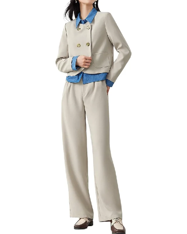Online Only long-sleeve coatOunixue 2Pc Blazer & Pant Set
