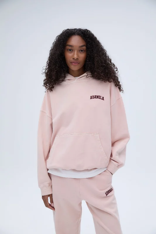 Today Only urban activewear hoodieVarsity Washed Oversized Hoodie - Blush Pink/Burgundy