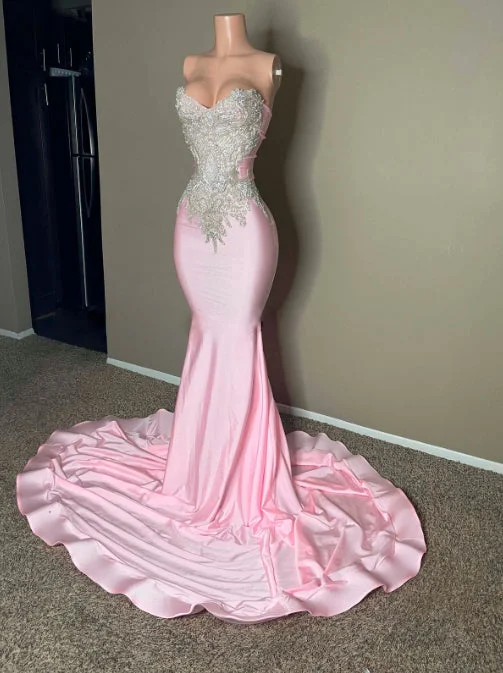 Price Cut lace dressChic Pink Strapless Sleeveless Mermaid Prom Dress with Embroidery Price Cut lace dressChic Pink Strapless Sleeveless Mermaid Prom Dress with Embroidery