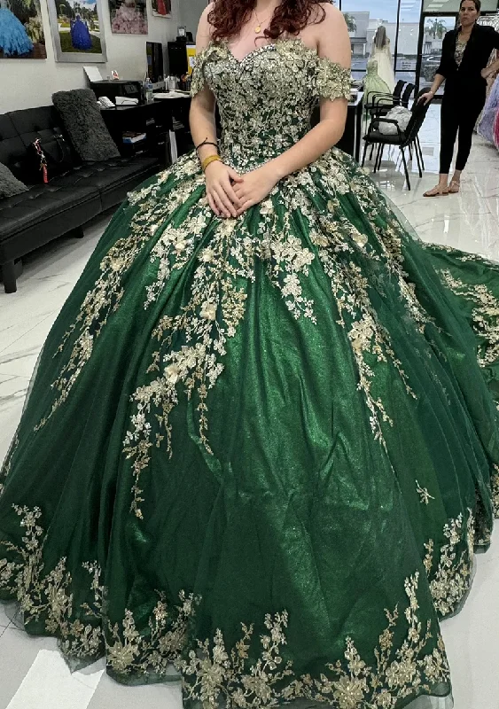 Markdown Madness trendy bodycon dressEmerald Green Lace Appliquees Quinceanera Dresses Ball Gown Off Shoulder Beaded Sweet 16 Dress Birthday Gowns