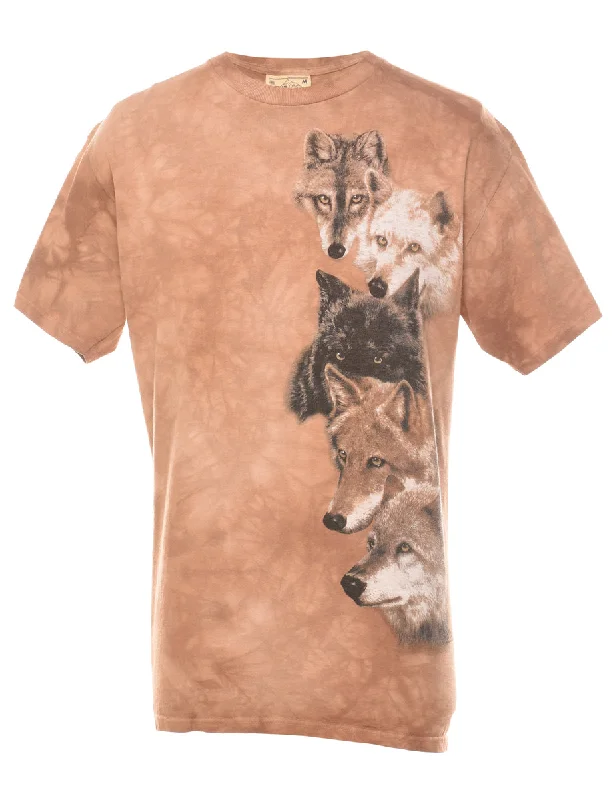 oversized trench coatTie Dye Design The Mountain Wolf Animal T-shirt - M