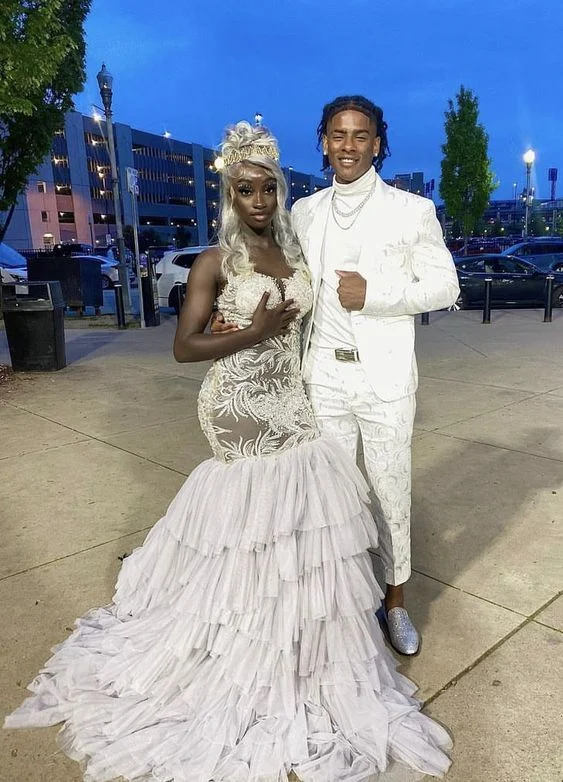 Take Advantage elegant evening dressWhite Mermaid Lace Tiered African Prom Dress Evening Dress Take Advantage elegant evening dressWhite Mermaid Lace Tiered African Prom Dress Evening Dress