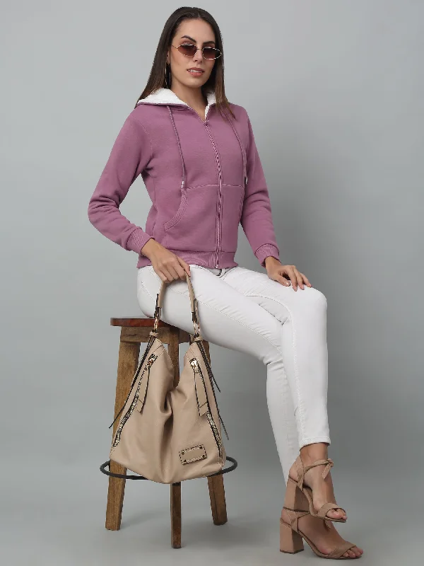 Price Buster zip-up gym hoodieWomen's Casual  Purple Regular Full Sleeve Zipthru Hoodie Sweatshirt