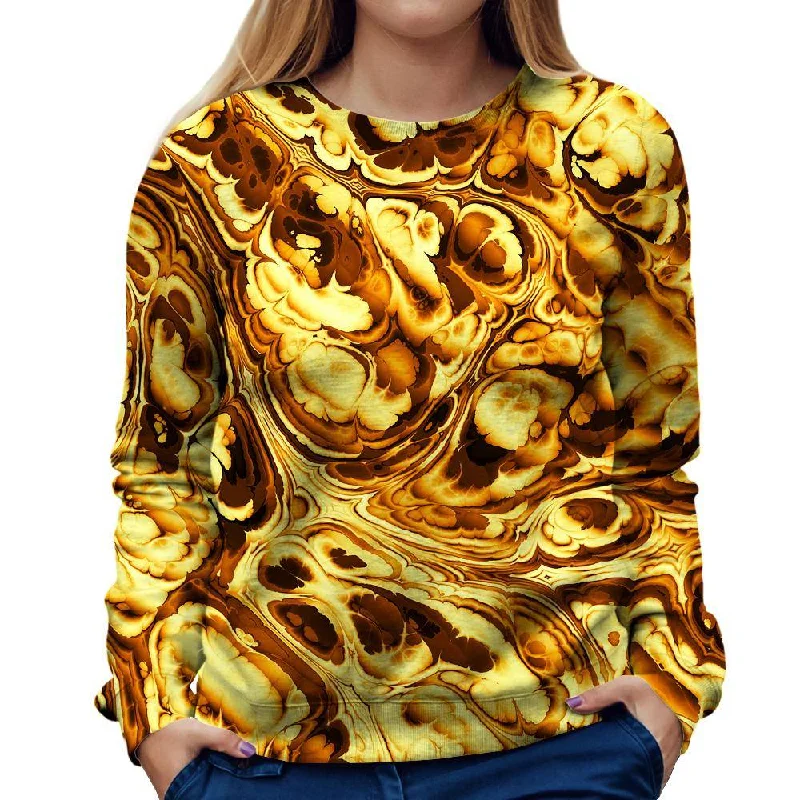 long-sleeve athletic hoodieGold Abstract Painting Womens Sweatshirt