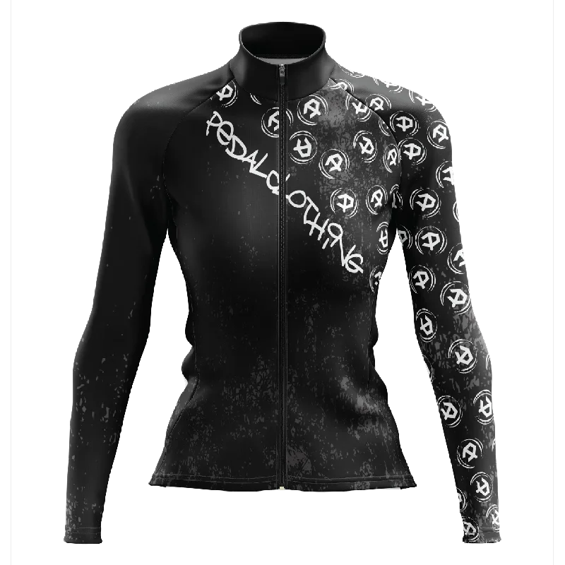 New Deals vibrant athletic hoodieWomen's Black Grunge V3 Long Sleeve Cycling Jersey