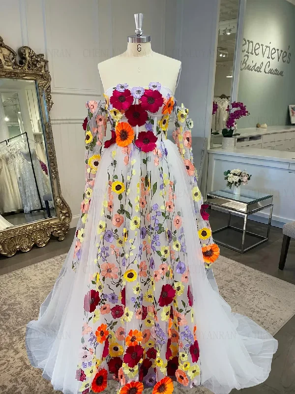 Daily Deals backless dressFlower Fairy Formal Party Dresses Women Short Sleeve Long Luxury Evening Gowns Lace A-Line Tulle Wedding Guest Dress
