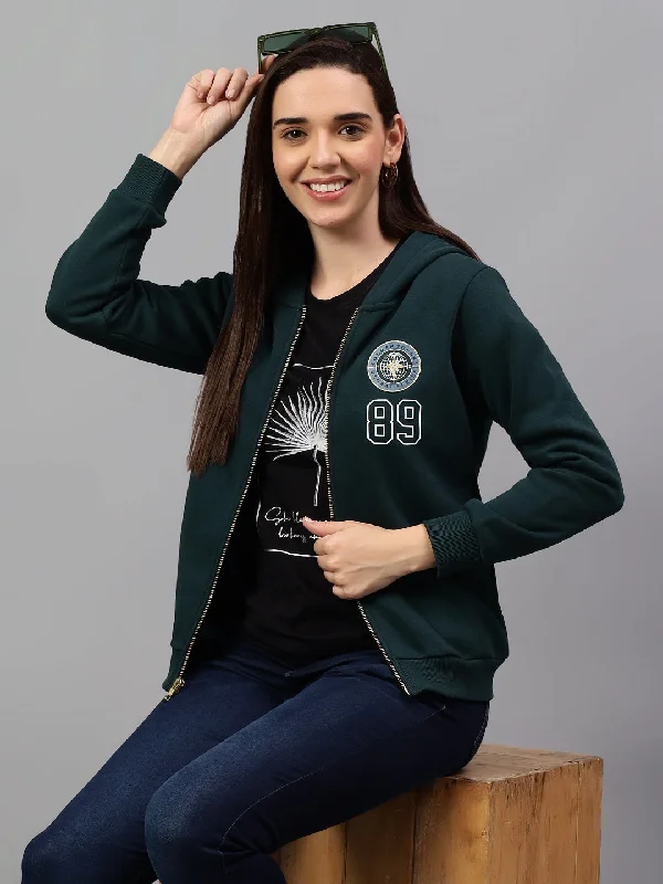 Savings Spectacular smooth fit athletic sweatshirtWomen's Teal Green Printed Hoody Neck Sweatshirt