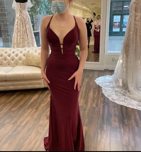 Exclusive Preview velvet dressFashion Burgundy Mermaid Evening Dress,Burgundy Formal Gown Y6429