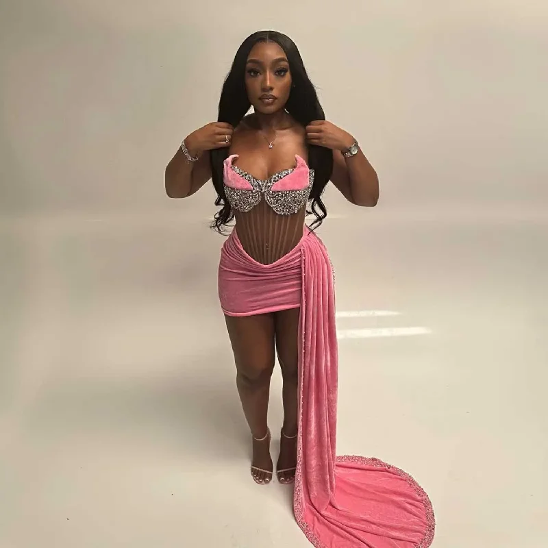 Amazing Deals vintage dressNew Arrival Black Girls Velvet Mini Prom Dresses Pink Corset Heavy Beading Short Cocktail Party Dress African Girl Birthday Gown Amazing Deals vintage dressNew Arrival Black Girls Velvet Mini Prom Dresses Pink Corset Heavy Beading Short Cocktail Party Dress African Girl Birthday Gown