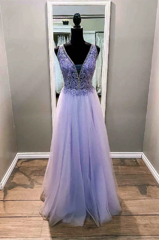 Deal Zone high-waisted dressElegant Beaded Lavender Formal Dress