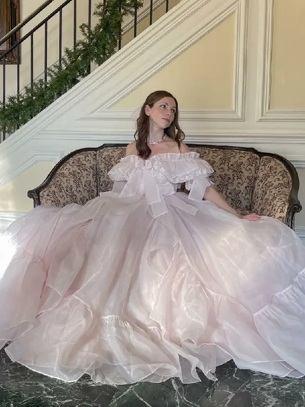Value Deals sleek midi dressFairy Ruffles Long A Line Evening Dresses Off The Shoulder Short Sleeves Prom Dress Formal Party Occasion Gowns Birthday