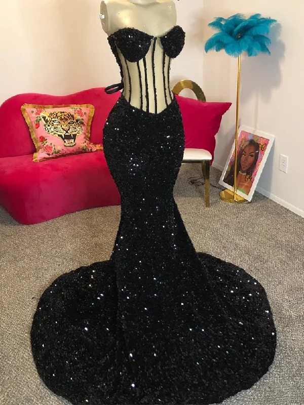 Super Sale elegant dressLong Mermaid Sheer Bodice Black Prom Dresses for Black Girls vestidos para eventos especiales Graduation Homecoming Dress Super Sale elegant dressLong Mermaid Sheer Bodice Black Prom Dresses for Black Girls vestidos para eventos especiales Graduation Homecoming Dress