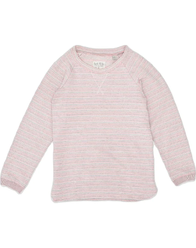 Savings Event luxe hoodieJACK WILLS Womens Sweatshirt Jumper UK 12 Medium Pink Striped Cotton