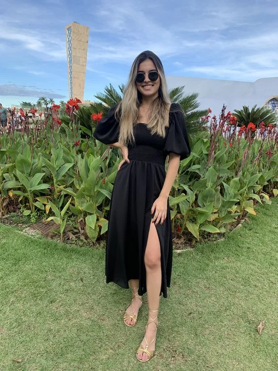 Discount Deals sophisticated dressBlack A-line Puff Sleeves Midi-length Prom Dress Y7148 Discount Deals sophisticated dressBlack A-line Puff Sleeves Midi-length Prom Dress Y7148