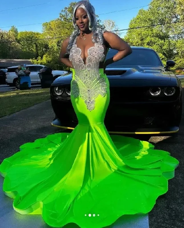 Major Savings silk dressGreen Sparkly Mermaid Prom Occasion Party Dresses for Black Girl Diamond Crystal Evening Birthday Gala Dress plus szie Major Savings silk dressGreen Sparkly Mermaid Prom Occasion Party Dresses for Black Girl Diamond Crystal Evening Birthday Gala Dress plus szie
