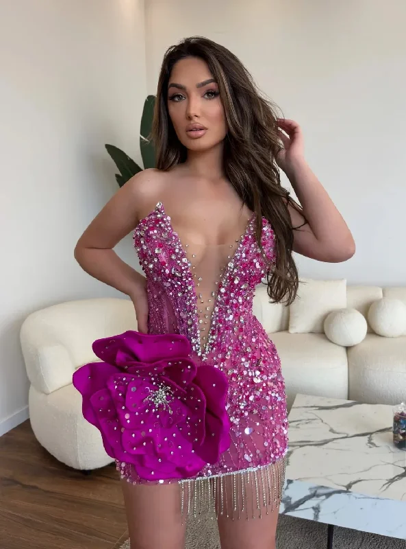 Online Only fitted dressLuxury Shiny Lace Asymmetrical Women Mini Dresses To New Yeal Birthday Party 3D Flower Beaded Short Cocktail Dress Online Only fitted dressLuxury Shiny Lace Asymmetrical Women Mini Dresses To New Yeal Birthday Party 3D Flower Beaded Short Cocktail Dress
