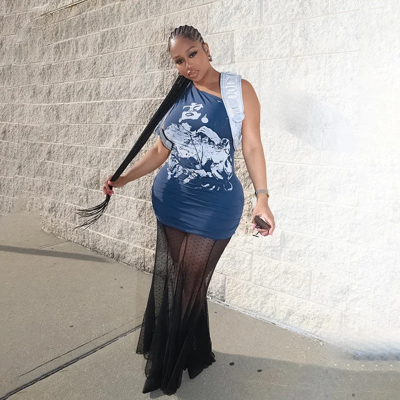 Shop and Save pleated maxi dressEuropean And American Style Portrait Printing Dress Women Shop and Save pleated maxi dressEuropean And American Style Portrait Printing Dress Women