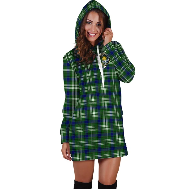 Midnight Madness Purves Tartan Hoodie Dress with Family Crest
