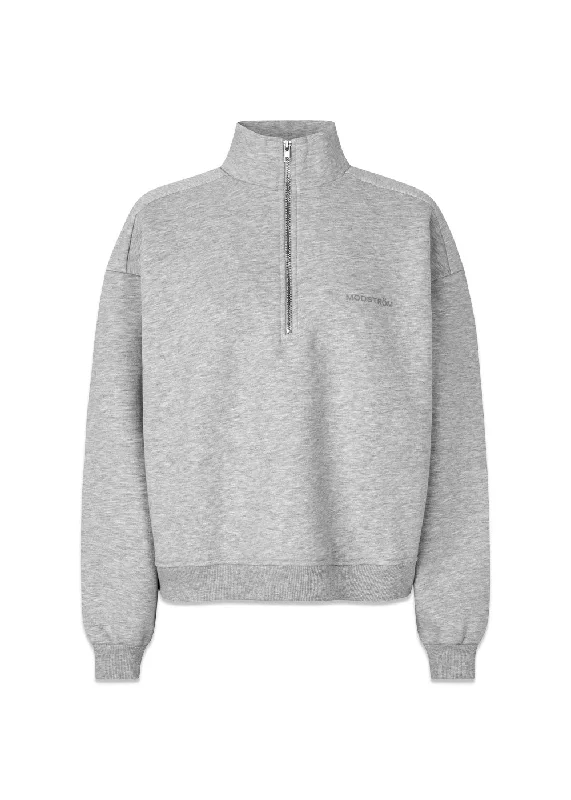 Quick Sale comfy workout wear hoodieTiaMD t-neck - Grey Melange