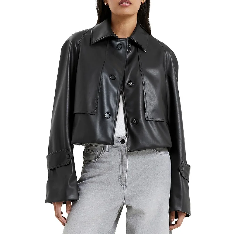 trendy bomber coatCorlenda Womens Faux leather Short Shirt Jacket