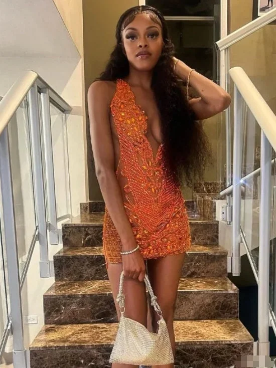 Price Drop comfy maxi dressLuxury Orange Diamante Short Cocktail Prom Dress 2024 For Black Girls Glitter Crystal Beaded Birthday Party Vestidos De Festa Price Drop comfy maxi dressLuxury Orange Diamante Short Cocktail Prom Dress 2024 For Black Girls Glitter Crystal Beaded Birthday Party Vestidos De Festa