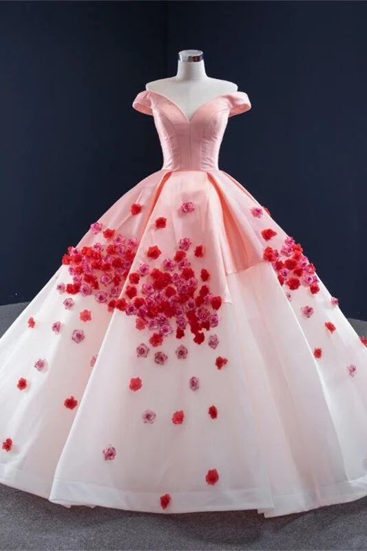 modern dressOff the Shoulder Pink Ball Gown