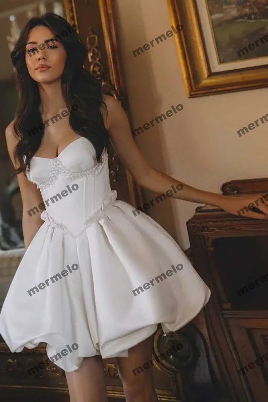 Limited Time Offer vintage-inspired dressCute White Short Bridal Dress with Pearls Bubble Skirt A Line Short Party Dresses Sweetheart Mini Length Wedding Bride Dress Limited Time Offer vintage-inspired dressCute White Short Bridal Dress with Pearls Bubble Skirt A Line Short Party Dresses Sweetheart Mini Length Wedding Bride Dress