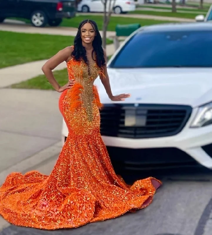 Exclusive Offers luxury dressGolden Diamonds Orange Prom Dress Sparkly Beads Crystal Rhinestones Feathers Sequins Birthay Party Gown Robe De Bal Exclusive Offers luxury dressGolden Diamonds Orange Prom Dress Sparkly Beads Crystal Rhinestones Feathers Sequins Birthay Party Gown Robe De Bal