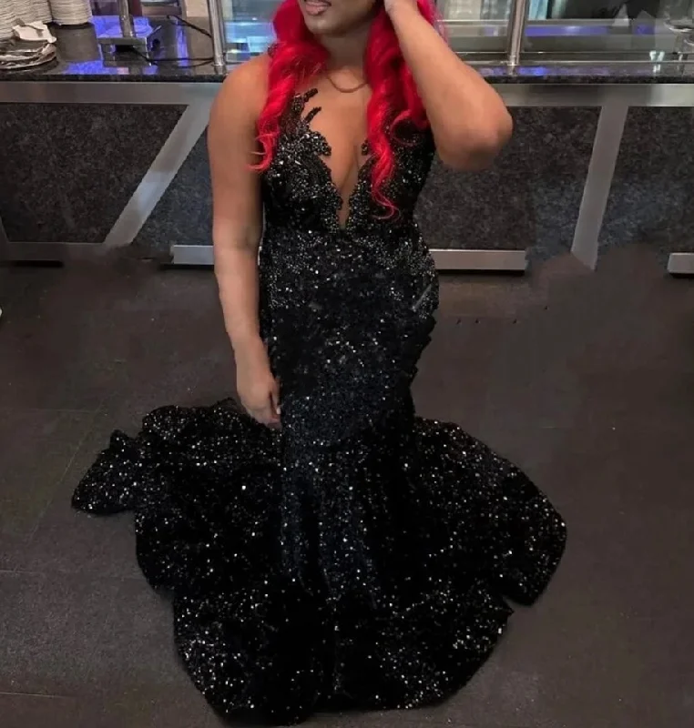 Can't Miss minimalistic dressJunior Black Velvet Sequin Rhinestones Long Prom Dress Blackgirls Afican Elegant Dress For Wedding Party Evening robe de gala Can't Miss minimalistic dressJunior Black Velvet Sequin Rhinestones Long Prom Dress Blackgirls Afican Elegant Dress For Wedding Party Evening robe de gala