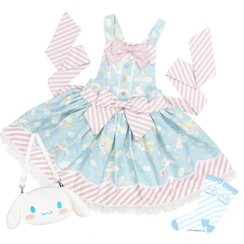 Cinnamoroll Salopette (blue X pink) free gift bag +socks