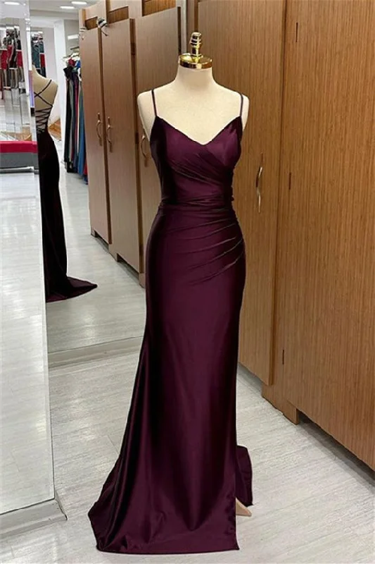 New Arrival structured dressV Neck Lace-Up Back Pleated Long Prom Dress with Slit Y6793 New Arrival structured dressV Neck Lace-Up Back Pleated Long Prom Dress with Slit Y6793