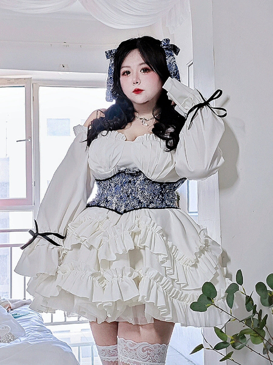 Limited Time Offer chic slip dressRouroudream~Plus Size Lolita JSK Dress Set Corset Palace Lolita Princess Dress