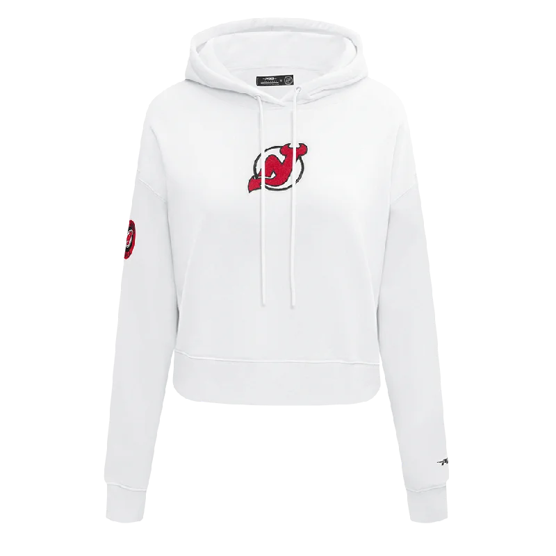 Savings Galore high-performance athletic hoodieNHL NEW JERSEY DEVILS CLASSIC WOMEN'S FLC CROPPED PO HOODIE (WHITE)