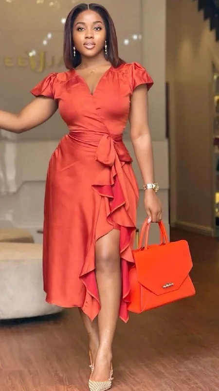 Price Meltdown casual knit dressElegant High Waist A-Line Evening Dress Women Casual V-Neck Office Lady Career Dress Y6201