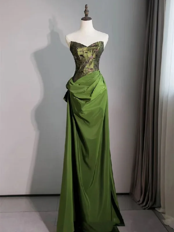 sophisticated dressVintage Sweetheart Green Sheath Mermaid Prom Dress Long Evening Dress Y7624