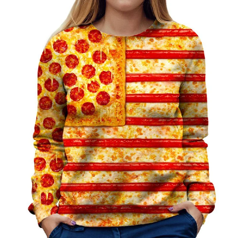 zip-up gym hoodieUnited States Flag Pizza Womens Sweatshirt