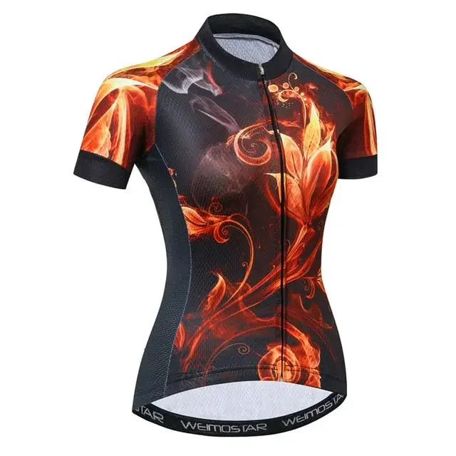 Unmissable Offer eco-friendly fitness hoodieFiery Rose Women's Short Sleeve Cycling Jersey