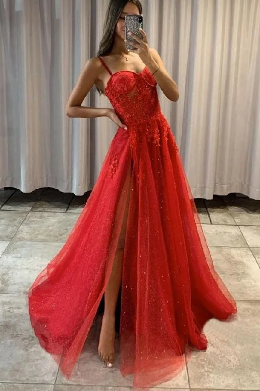 knit dressA-line Tulle Long Prom Dresses with Appliques,Winter Formal Dresses