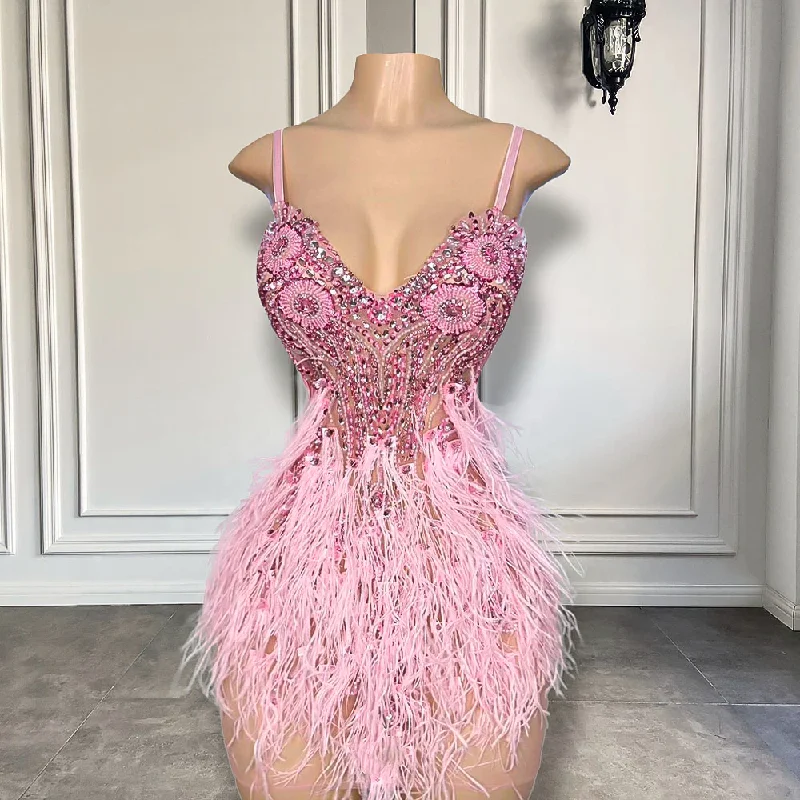 Overstock ruffle dressCute Pink Diamond Crystals African Black Girls Short Prom Dresses Feather Mini Style Women Formal Birthday Party Gowns Overstock ruffle dressCute Pink Diamond Crystals African Black Girls Short Prom Dresses Feather Mini Style Women Formal Birthday Party Gowns