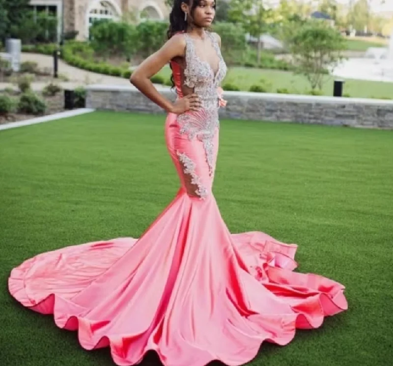 casual summer dressSexy Pink Mermaid Long Prom Dress Luxury Silver Beaded For Black Girls Elegant Birthday Formal Party Gala Gowns