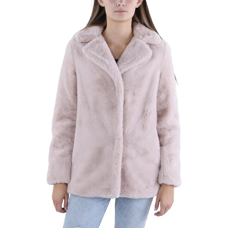 windbreaker jacketWomens Faux Fur Long Sleeve Overcoat