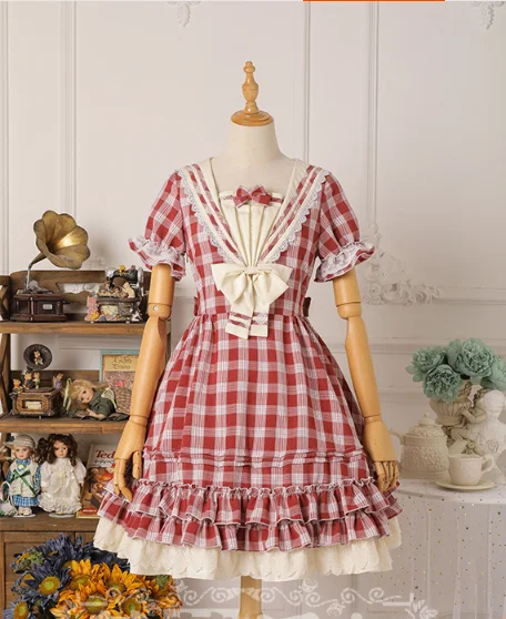 office dressStrawberry Witch~Tartan Lolita OP Dress