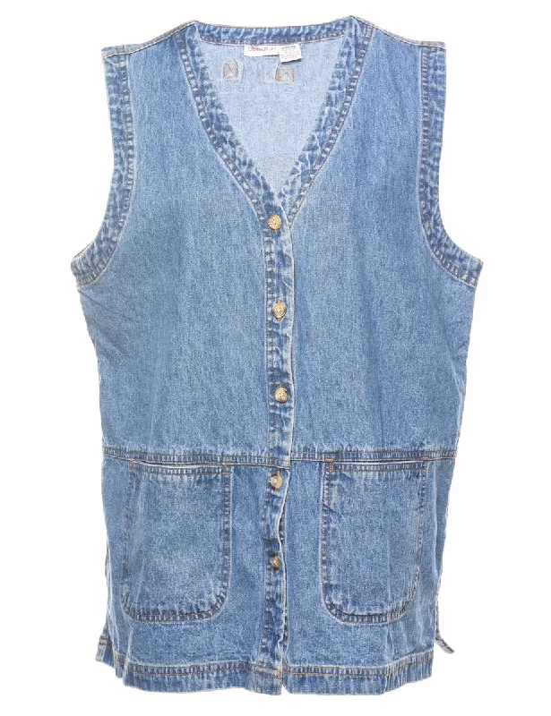 Early Access graphic coatCabin Creek 1990s Light Wash Denim Waistcoat  - L