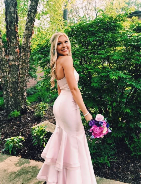 Clearance Sale t-shirt dressElegant Pink Mermaid Prom Dress,Pink Evening Dress Y6446