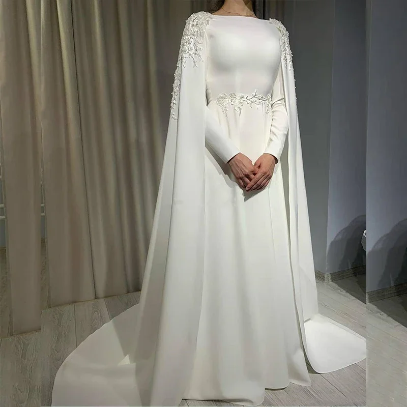 Markdown Madness floral dressMuslim Bride Wedding Dresses with Wrap Boat Neck Floor Length Appliques Beading Satin Bridal Gowns vestidos de novia boda civil Markdown Madness floral dressMuslim Bride Wedding Dresses with Wrap Boat Neck Floor Length Appliques Beading Satin Bridal Gowns vestidos de novia boda civil