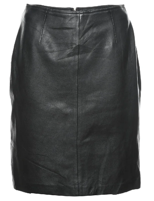 Low Prices zip-up jacketBlack Pencil Shape Leather Skirt - M