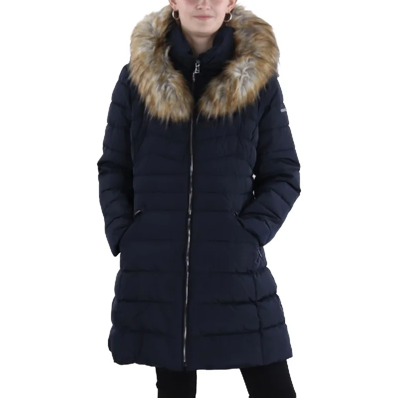 Mega Deal high-fashion coatWomens Faux Fur Trim Hooded Puffer Jacket