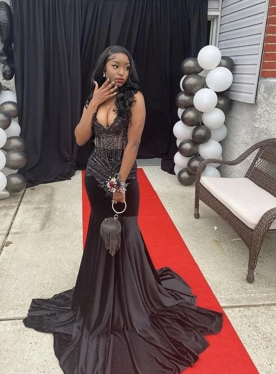 New Markdowns mini dressMermaid Long Black Prom Dresses Party Dress
