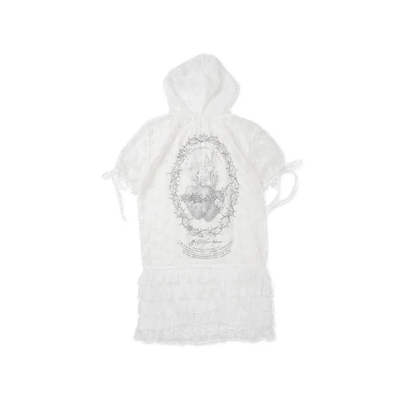 Big Discounts [ELFELFELF ARCHIVES] SS 24 LACE HOODIE DRESS