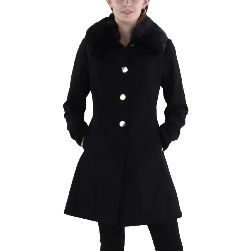 Limited Time Offer oversized puffer coatWomens Wool Blend Faux Fur Trim Wool Coat